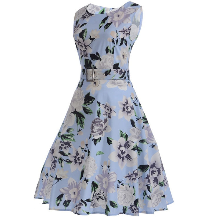 Vintage Hepburn Print Dress