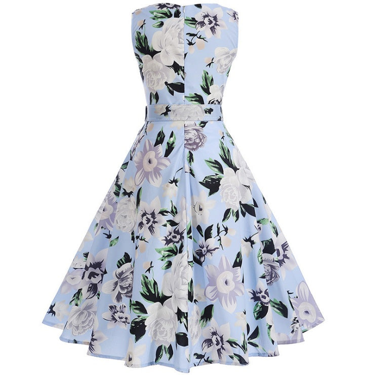 Vintage Hepburn Print Dress