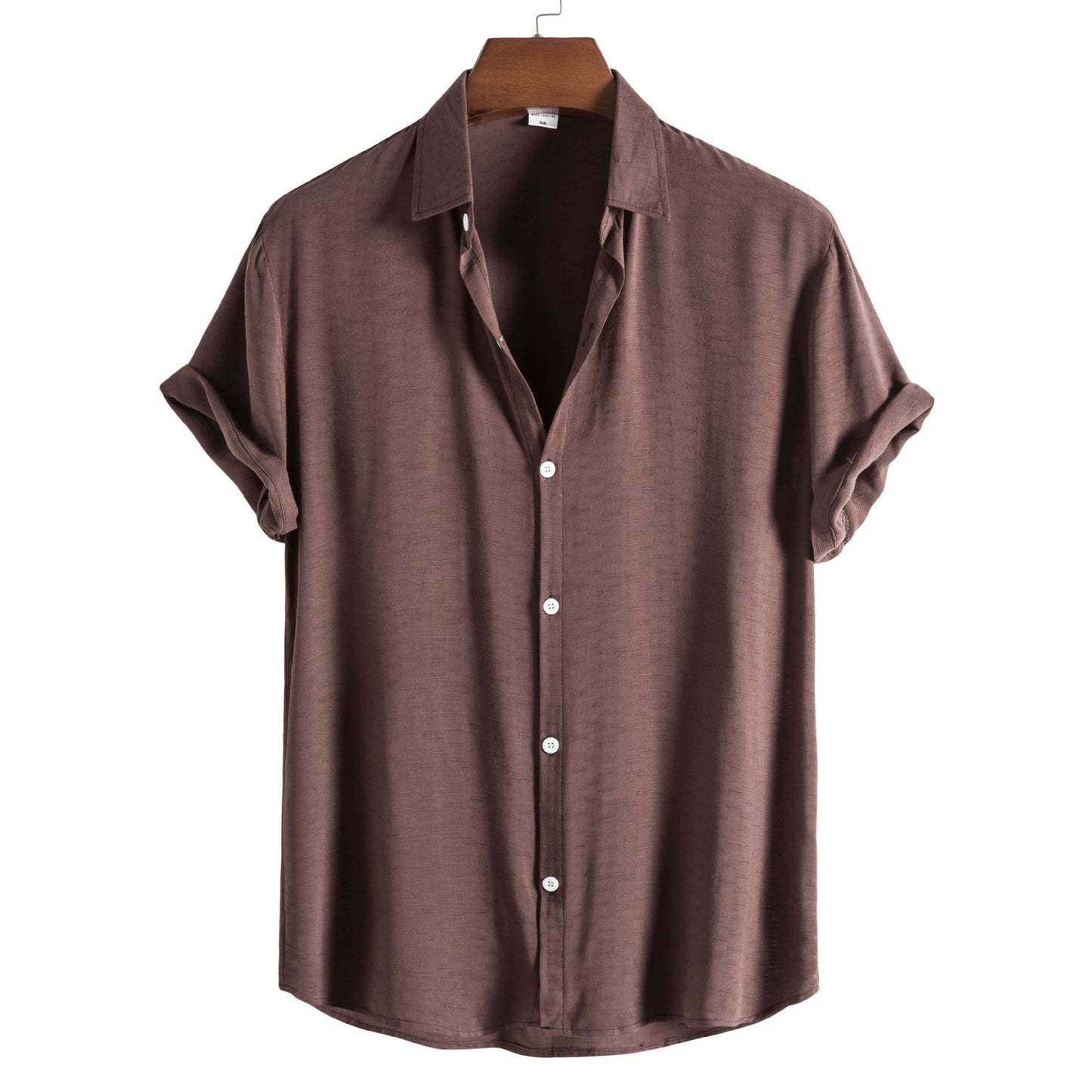 Men's Fashion Solid Color Dark Cell Short Sleeve Shirt