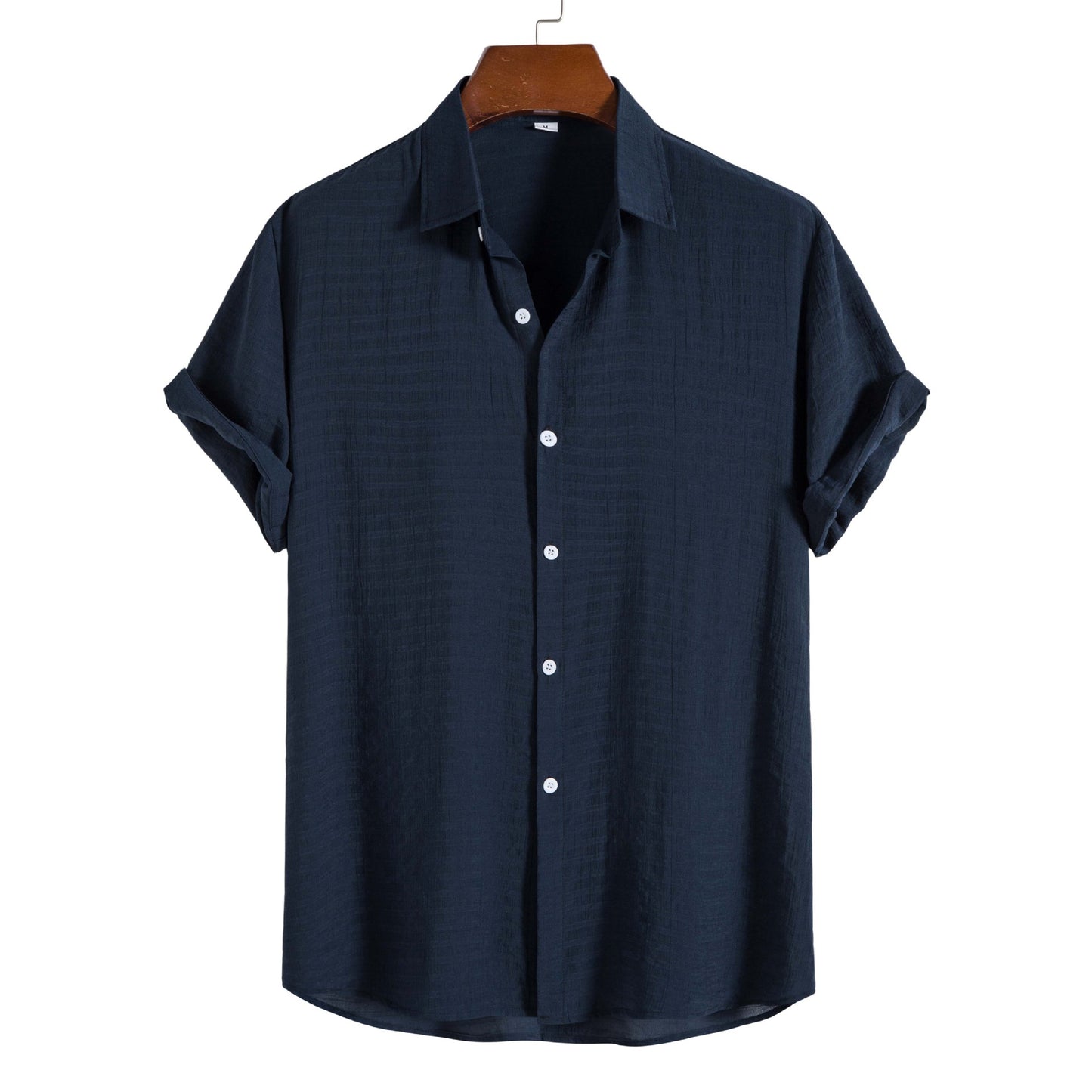 Men's Fashion Solid Color Dark Cell Short Sleeve Shirt