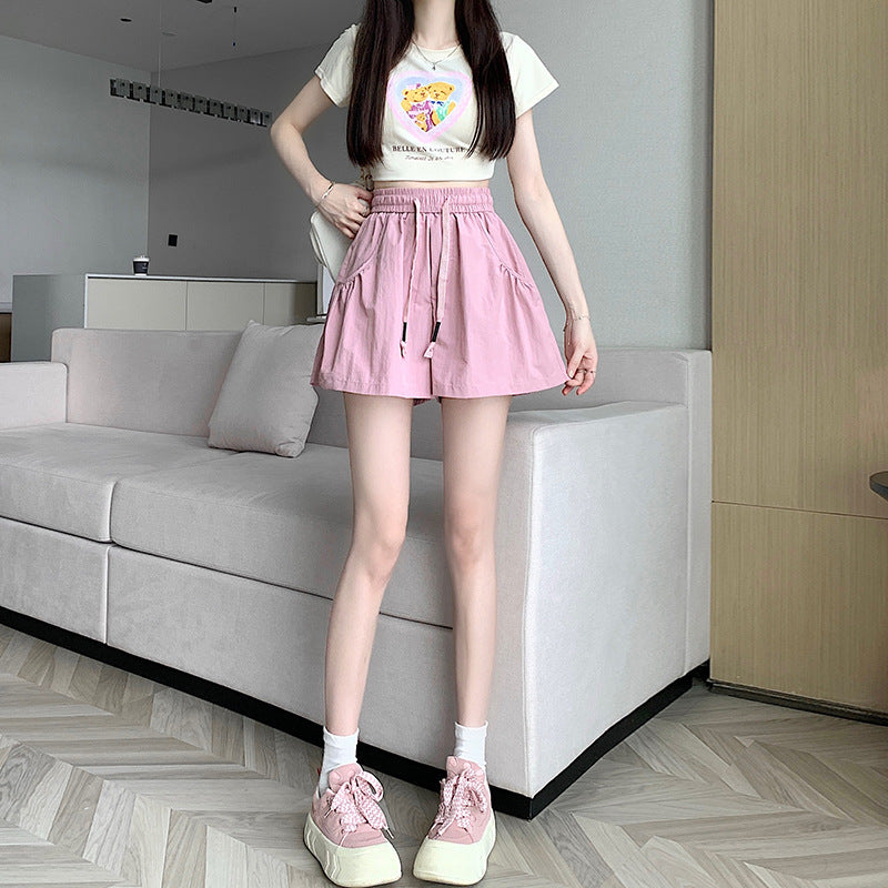 Design Elastic Waist Casual Shorts