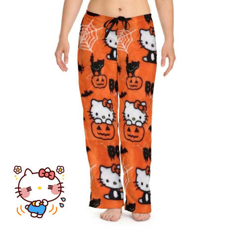 Halloween Sanrio Hello Kitty Pajama Pants Anime Fleece Double Elastic Fabric Soft Trousers Women Trousers Kawaii Birthday Gift