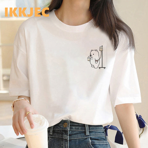 boba bubble tea tshirt clothes women couple  tumblr Korea ulzzang japanese clothes harajuku kawaii streetwear