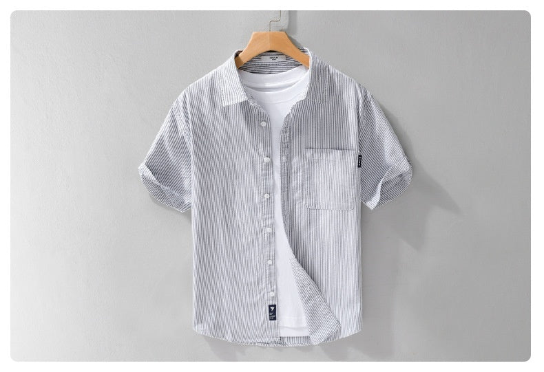 Summer Menswear Striped Minimalist Short Sleeve Shirt